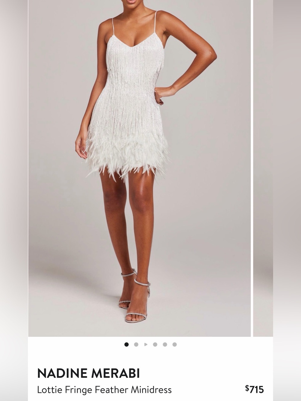 Nadine Merabi Lottie Fringe Feather Minidress - Picture 6 of 6